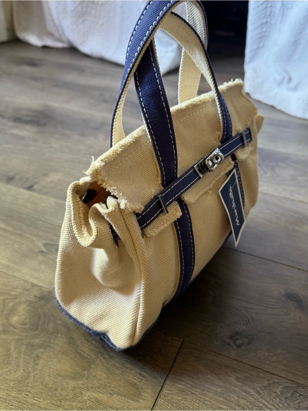 Sunwin Women's navy blue Cotton Canvas mini Tote Handbag ☁️💙 - Picture 4 of 7